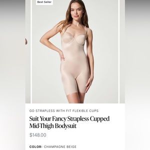 NWOT Suit Your Fancy Strapless Cupped Mid-Thigh Bodysuit